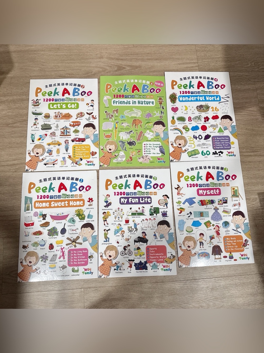 Peek A Boo Children's English Vocabulary Picture Books - Set of 6